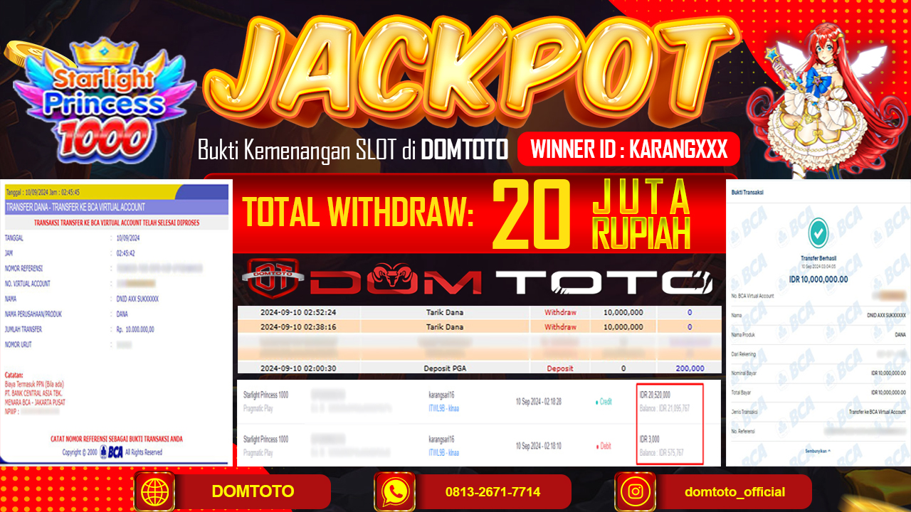 JACKPOT STARLIGHT PRINCESS 1000 10 SEPTEMBER 2024